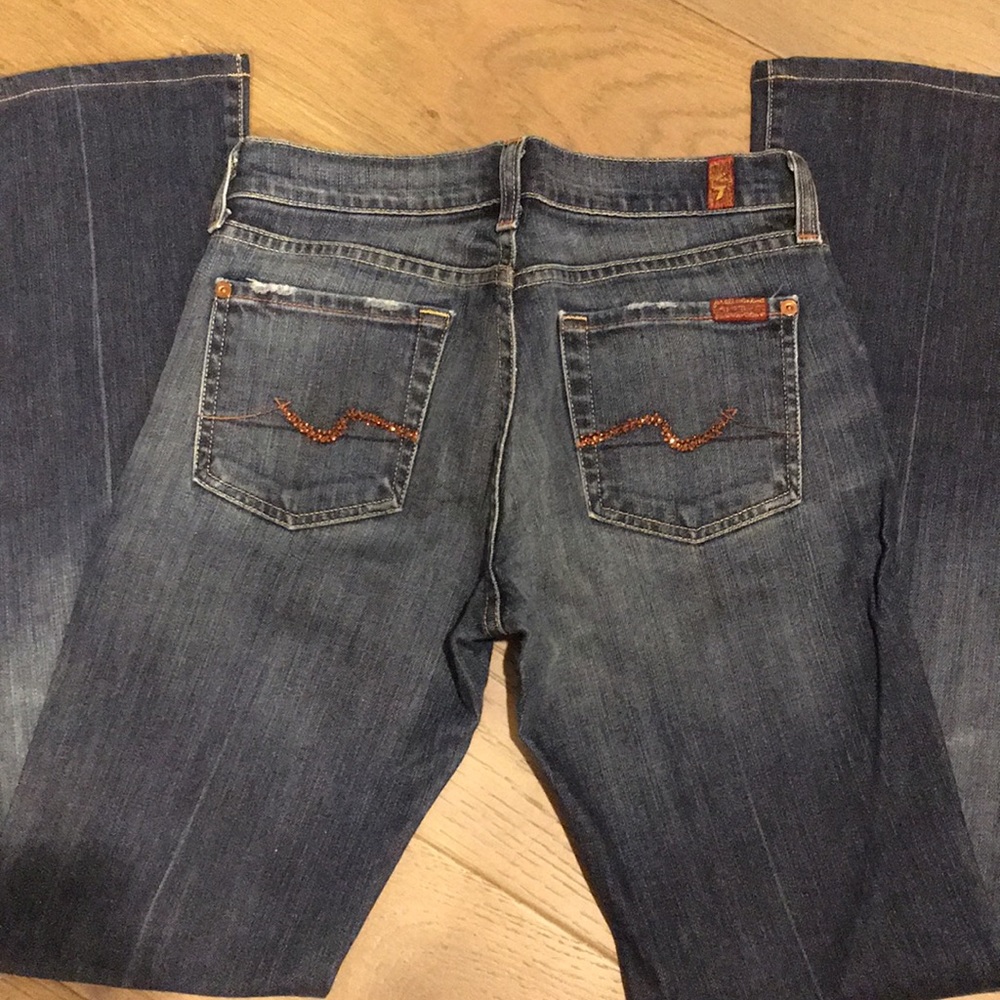 7 for all mankind. Flare. Gems in pockets.